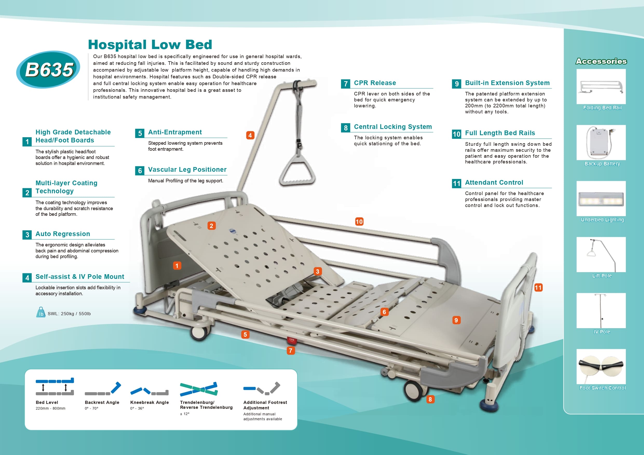 B635 HOSPITAL LOW BED